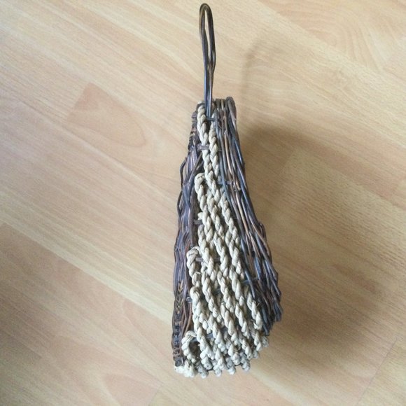 Decorative Wicker Wall Pocket Boho Planter 12" Basket - Picture 4 of 14